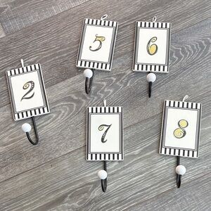 Striped Black and White Numbered Wall Hooks